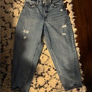 Old Navy Blue Distressed Barrel Jeans